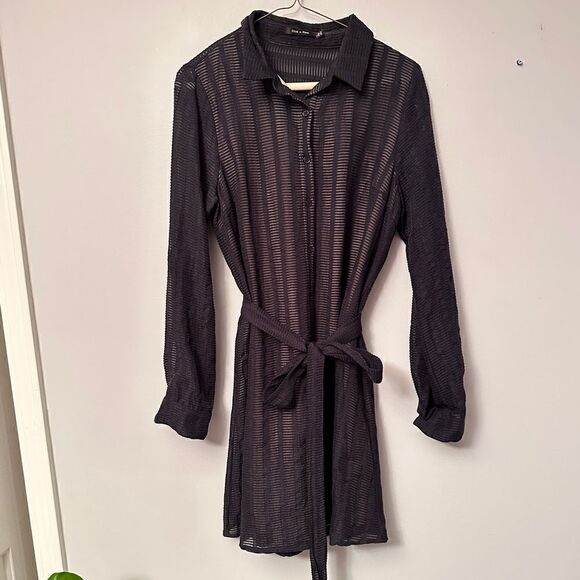 Doe & Rae Navy Shirt Dress  L - Picture 5 of 13